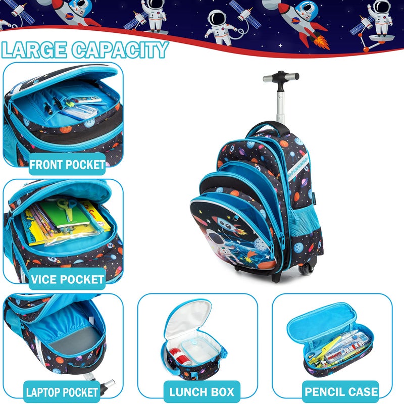Meetbelify Girls Rolling Backpack with Wheels for School - Wheeled Trolley Backpack - Image 5
